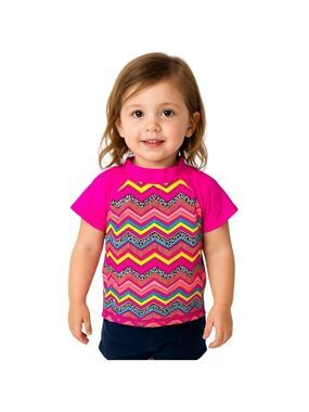 Joe Boxer Girl’s Size 3T Pink Geometric Swim Rash Guard Top